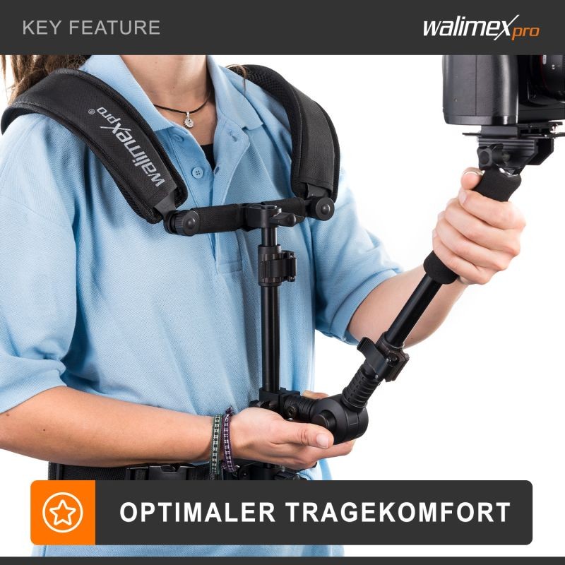 Walimex pro Video-olkatuki kameroille, ergonominen, musta, sisältää pikavapautuslevyn ja zoom-renkaan