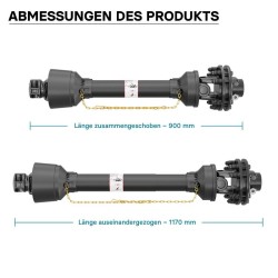 Voimansiirtokardaani T4 900-990 mm 460 Nm 540 k/min 40 kW 55 hv 34,9 mm 6 hammasta