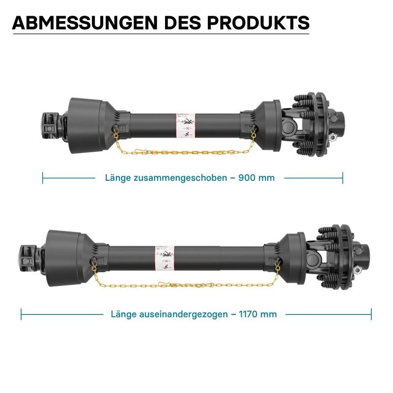 Voimansiirtokardaani T4 900-990 mm 460 Nm 540 k/min 40 kW 55 hv 34,9 mm 6 hammasta