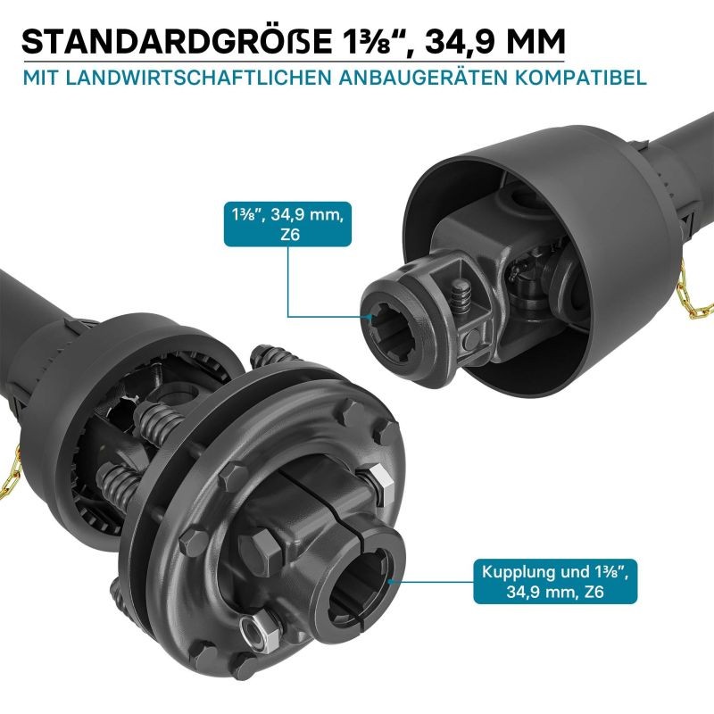 Voimansiirtokardaani T4 900-990 mm 460 Nm 540 k/min 40 kW 55 hv 34,9 mm 6 hammasta