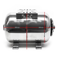 Painesäiliö 50 l ruostumaton teräs 304 vaakasuora EPDM kalvo