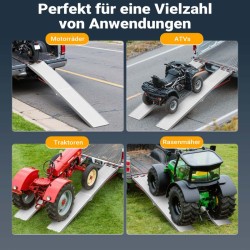 Taitettava alumiininen ajoramppi 215 cm 340 kg moottoripyörille mönkijöille ja ATV ajoneuvoille