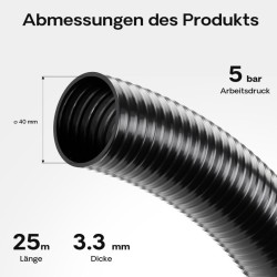 Luisiana OM/I lampi- ja pumpuletku 40 mm, 25 m, musta, PVC