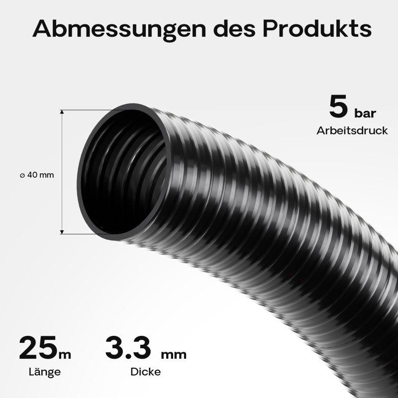 Luisiana OM/I lampi- ja pumpuletku 40 mm, 25 m, musta, PVC