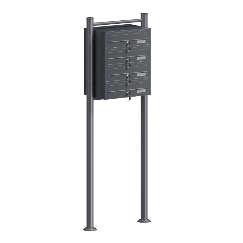 Seisova postilaatikkojärjestelmä 4 lokeroa, antrasiitti, 556 x 270 x 1500 mm