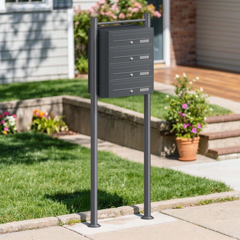 Seisova postilaatikkojärjestelmä 4 lokeroa, antrasiitti, 556 x 270 x 1500 mm