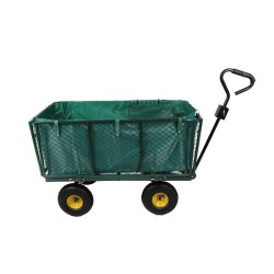 Puutarhakärry 550 kg, vihreä, irrotettava PVC-peite ja säilytysritilä