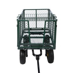 Puutarhakärry 550 kg, vihreä, irrotettava PVC-peite ja säilytysritilä