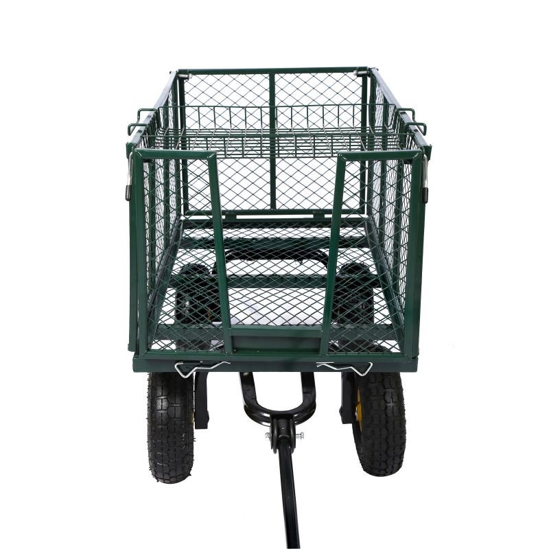 Puutarhakärry 550 kg, vihreä, irrotettava PVC-peite ja säilytysritilä