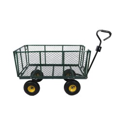 Puutarhakärry 550 kg, vihreä, irrotettava PVC-peite ja säilytysritilä
