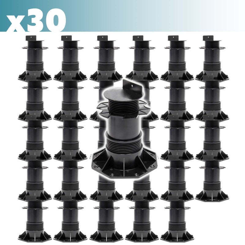 XPOtool Säädettävät terassijalat 30 kpl, 137-215 mm, 2700 kg, musta