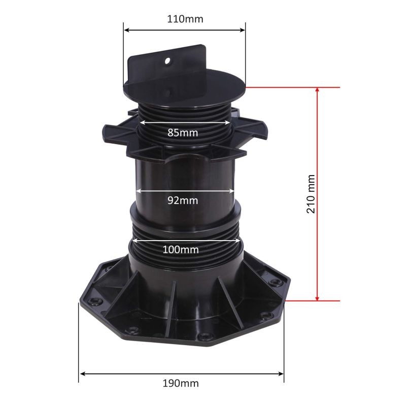 XPOtool Säädettävät terassijalat 30 kpl, 137-215 mm, 2700 kg, musta