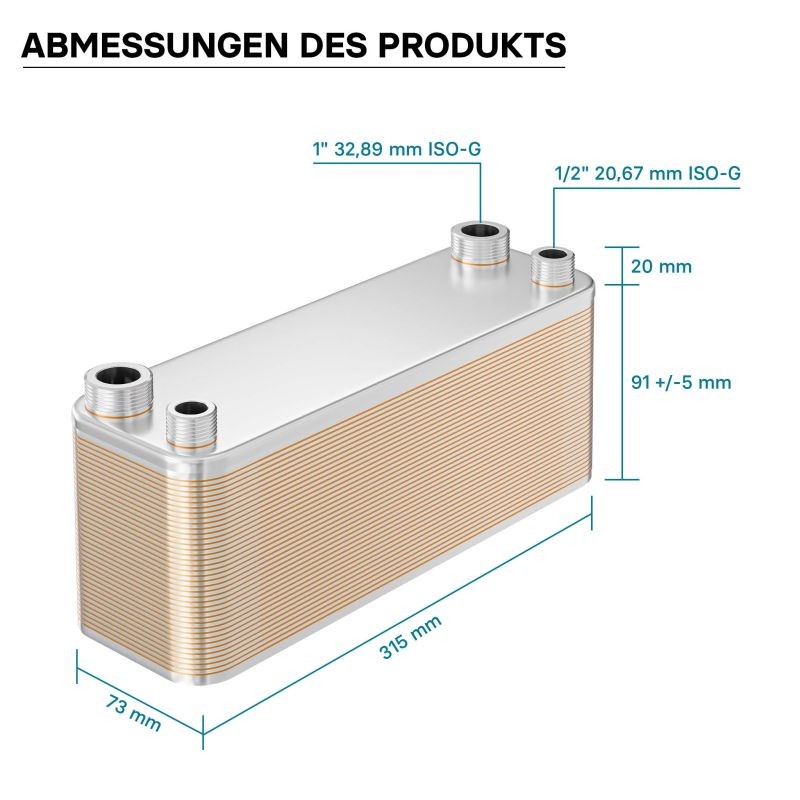 Levylämmönvaihdin 40 kpl, max. 165 kW, 4 m³/h, 1,60 l, ruostumaton teräs