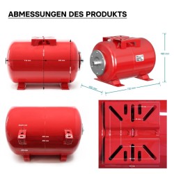 Paineasäiliö 100 l, vaakasuora, EPDM-kalvo, talousvesi- ja paineenylläpitojärjestelmiin