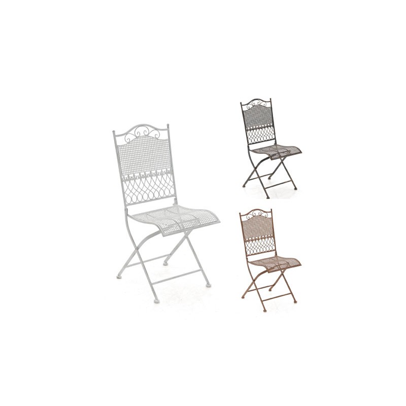 Nostalginen rautainen taittotuoli antiikkipatinalla terassille ja puutarhaan