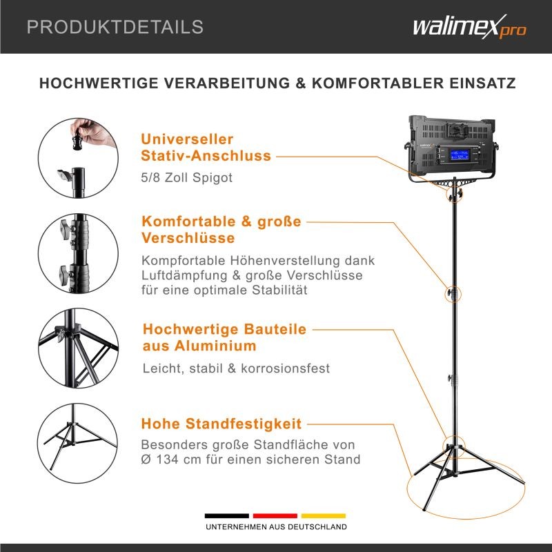 Walimex pro AIR Jumbo 290 valojalka, 290 cm, 20 kg kantavuus, ilmadämpäys, alumiini