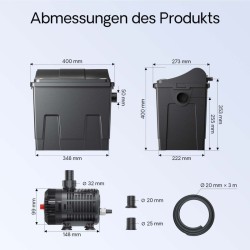 SunSun CBF-200T biologinen lampisuodatinjärjestelmä 9W UV-C-puhdistimella ja pumpulla, 6000 l/h
