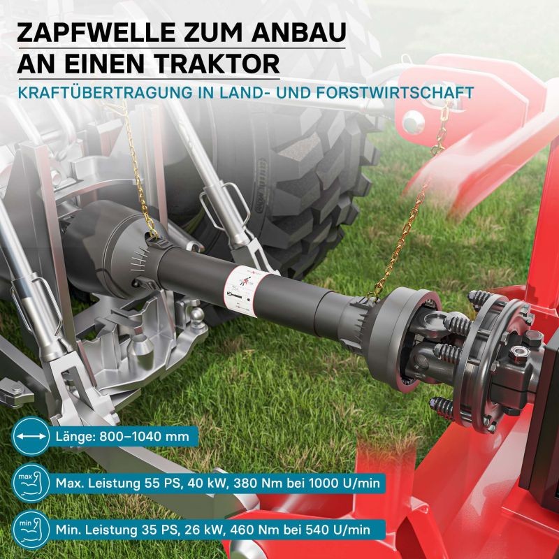 Voimansiirtokardaani T4 800–880 mm 460 Nm 540 U/min 40 kW 55 PS 34,9 mm 6-hammasinen