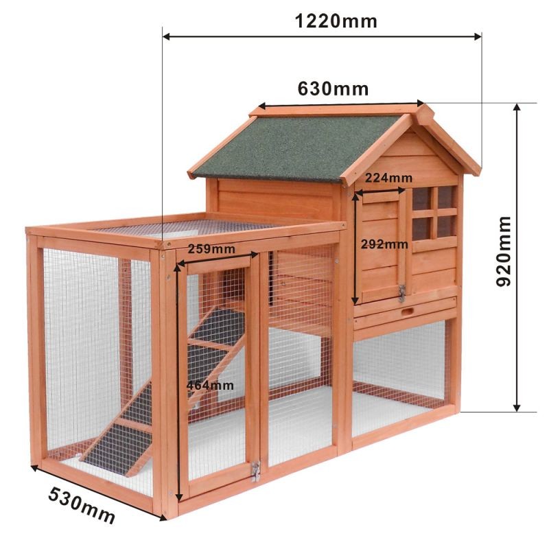 Kaksikerroksinen pieneläinhäkki 1220 x 630 x 920 mm, ruskea, kuusipuu