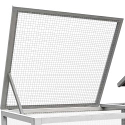 Kaninhäkki vaaleanharmaa 1460 x 750 x 830 mm, ulkoilualue ja kohotettu pesäosa, puu