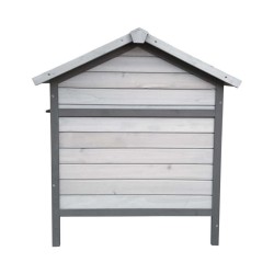 Kaninhäkki vaaleanharmaa 1460 x 750 x 830 mm, ulkoilualue ja kohotettu pesäosa, puu