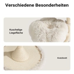 Fudajo Kiipeilypuu, 3 tasoa, 125 cm x 59 cm, kerma, sisal ja plüshi, max 15 kg