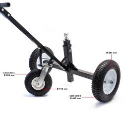 Siirtovaunu asuntovaunuille ja perävaunuille, 3 pyörää, säädettävä 50 mm kytkentäpallo, max 500 kg