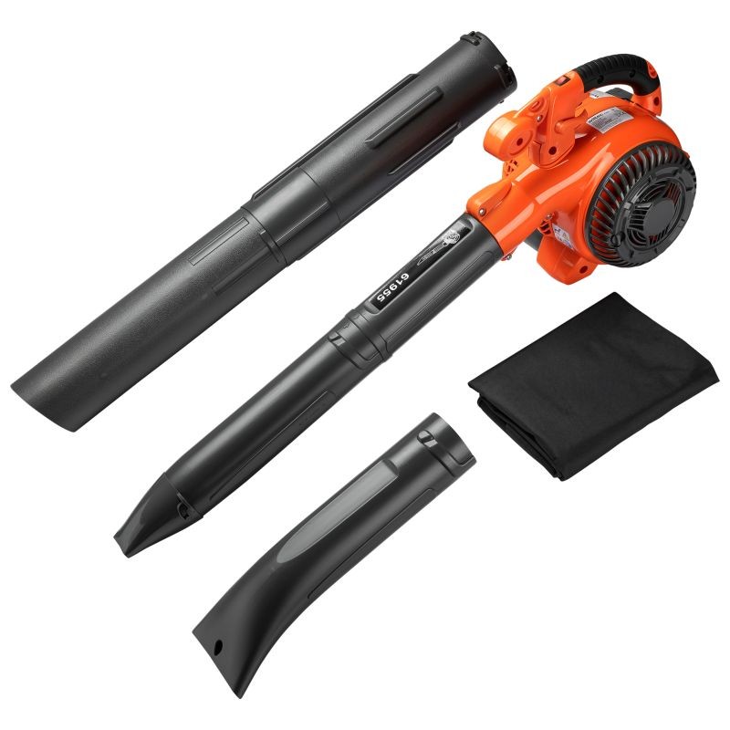 3-in-1 lehtipuhallin, imuri ja silppuri, 1 PS, 26 ccm, 50 l keräyspussi, oranssi