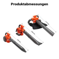 3-in-1 lehtipuhallin, imuri ja silppuri, 1 PS, 26 ccm, 50 l keräyspussi, oranssi