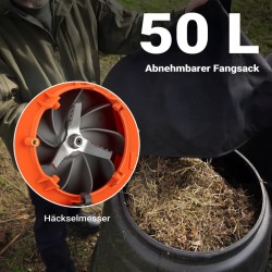 3-in-1 lehtipuhallin, imuri ja silppuri, 1 PS, 26 ccm, 50 l keräyspussi, oranssi