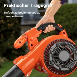3-in-1 lehtipuhallin, imuri ja silppuri, 1 PS, 26 ccm, 50 l keräyspussi, oranssi