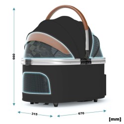 Fudajo 2-in-1 lemmikkirattaat ja kuljetuskassi, musta, alumiini, pienille ja keskikokoisille lemmikeille