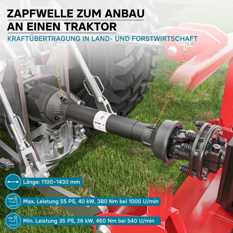 Voimansiirtokardaani T4 1100-1210 mm 460 Nm 540 k/min 40 kW (55 PS) 6 hammasta