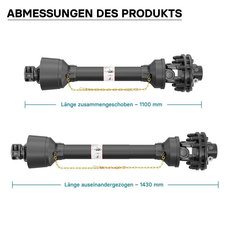 Voimansiirtokardaani T4 1100-1210 mm 460 Nm 540 k/min 40 kW (55 PS) 6 hammasta