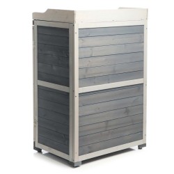 Puutarhapöytä alakaapilla ja ruostumattomalla terästasolla puu harmaa 670 x 465 x 997 mm