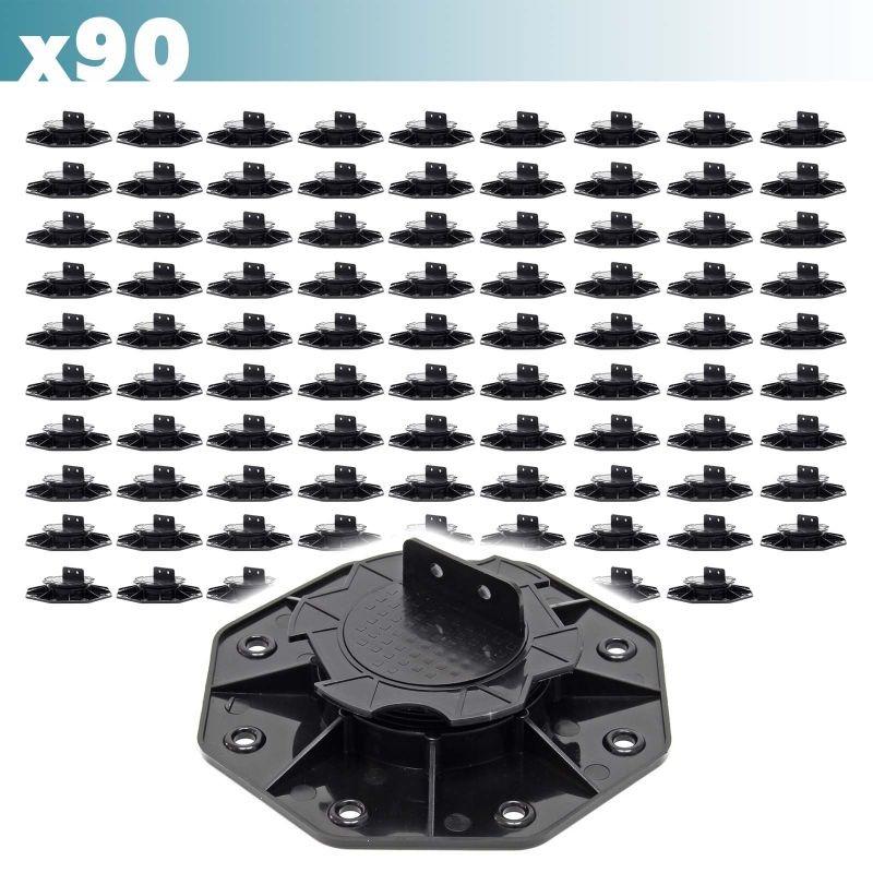 XPOtool Säädettävät terassitukijalat 90 kpl, 18-28 mm, 2700 kg, musta