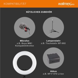 Walimex pro Medow 960 Pro LED rengasvalo Bi Color 3200 5500 K 96 W 45 cm kaukosäätimellä