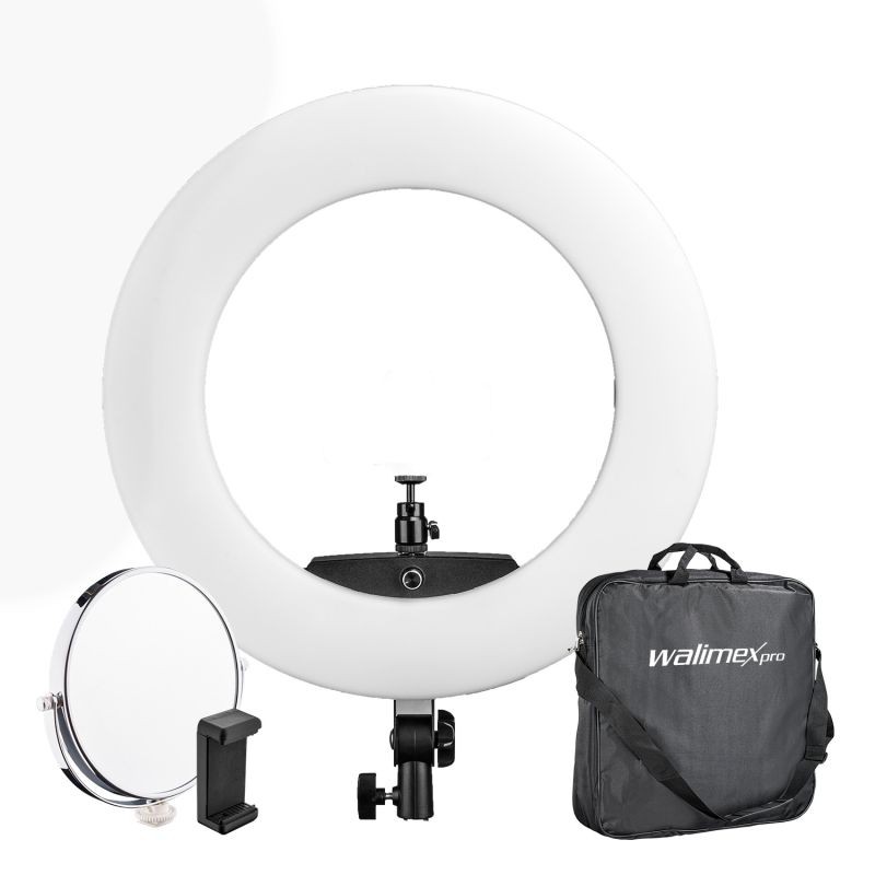 Walimex pro Medow 960 Pro LED-rengasvalo Bi-Color 3200-5500 K, 96 W, 45 cm, kaukosäätimellä