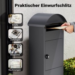 Lukittava vapaasti seisova postilaatikko, teräs, antrasiitti, 420 x 240 x 1020 mm