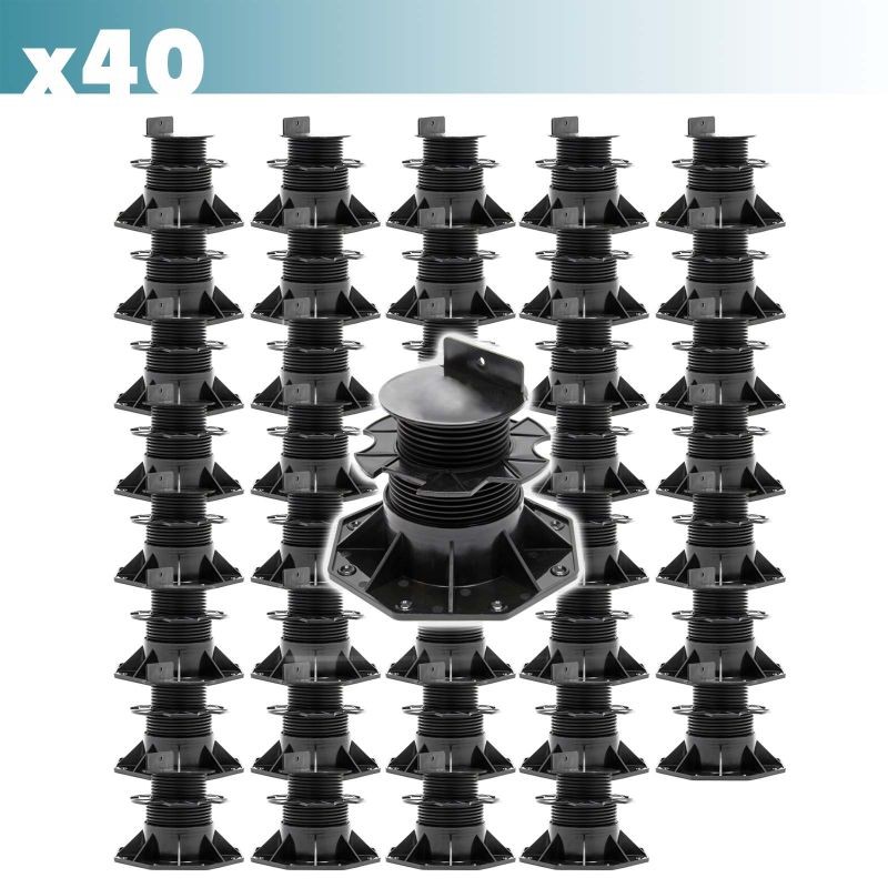 XPOtool Säädettävät terassitukijalat 40 kpl, 60–138 mm, 2700 kg, musta