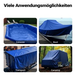 Säänkestävä suojapeite 4 x 8 m, sininen, PVC-pinnoite, vedenpitävä, UV-suojaus