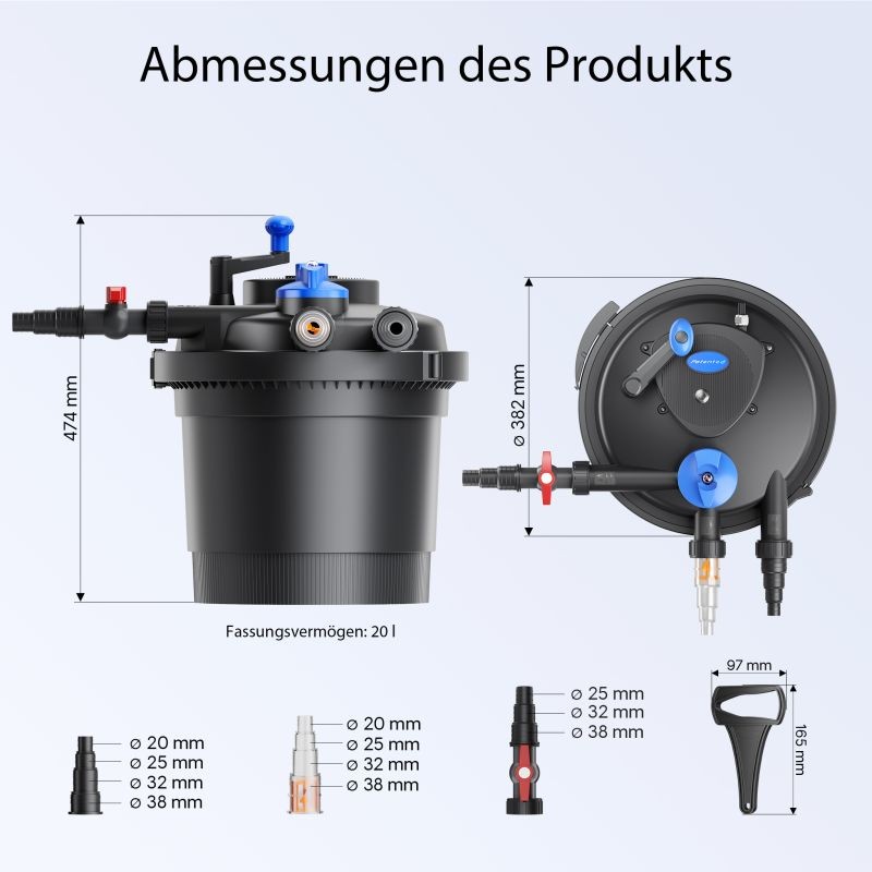 SunSun CPF-5000 lammen painesuodatin 8000 l/h, 11 W UVC-selkeytin