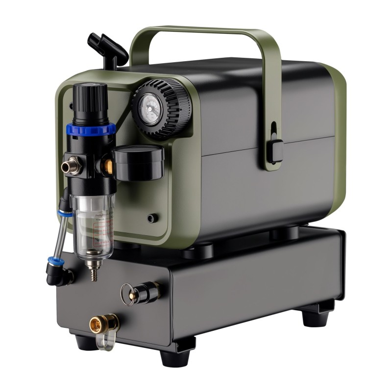 Airbrush-kompressori HS-679F, 28 l/min, 1,5 l säiliö, 3 bar, vihreä