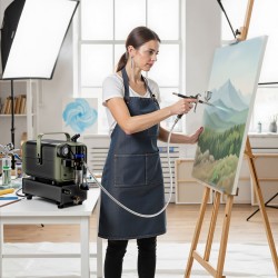Airbrush-kompressori HS-679F, 28 l/min, 1,5 l säiliö, 3 bar, vihreä