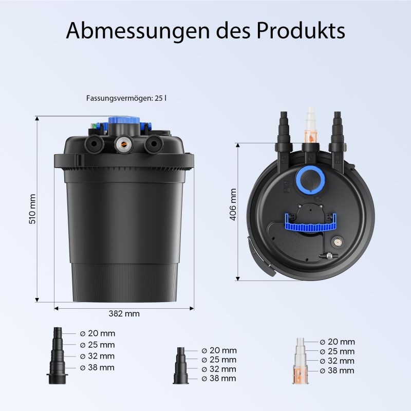 CPF-250 painesuodatin 10 000 l/h, 11 W UVC-kirkastin, lampisuodatin 10 000 l