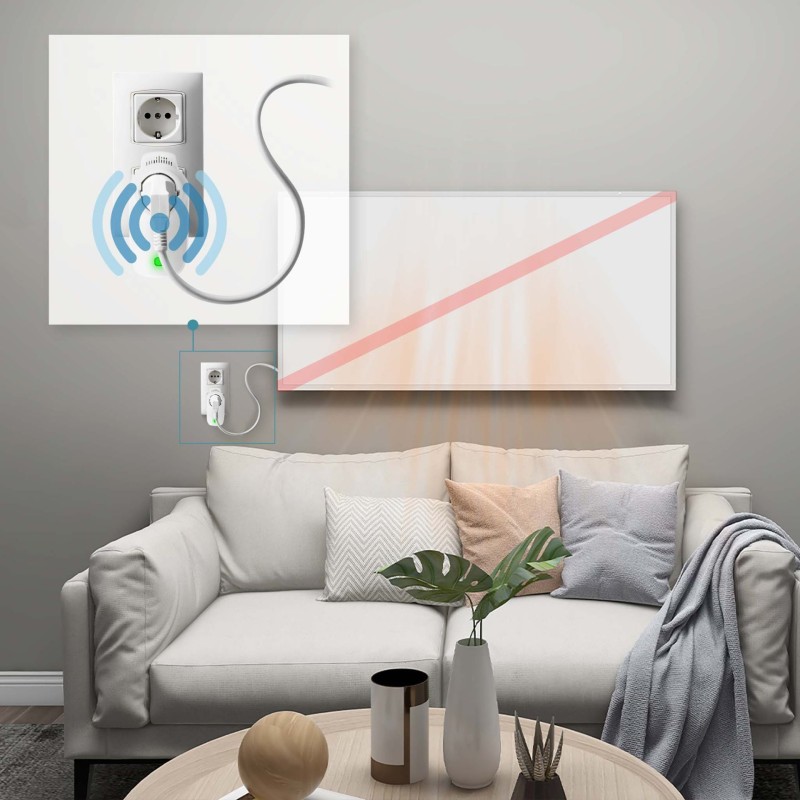 Infrapunapaneeli 700 W WLAN-termostaatilla, valkoinen, seinäasennus, 1220 x 620 x 15 mm