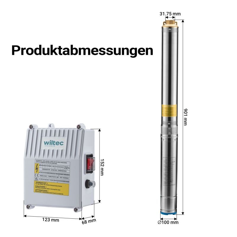 Syväkaivopumppu 750 W, 6000 l/h, nostokorkeus 74 m, 100 mm, ruostumaton teräs