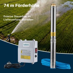 Syväkaivopumppu 750 W, 6000 l/h, nostokorkeus 74 m, 100 mm, ruostumaton teräs