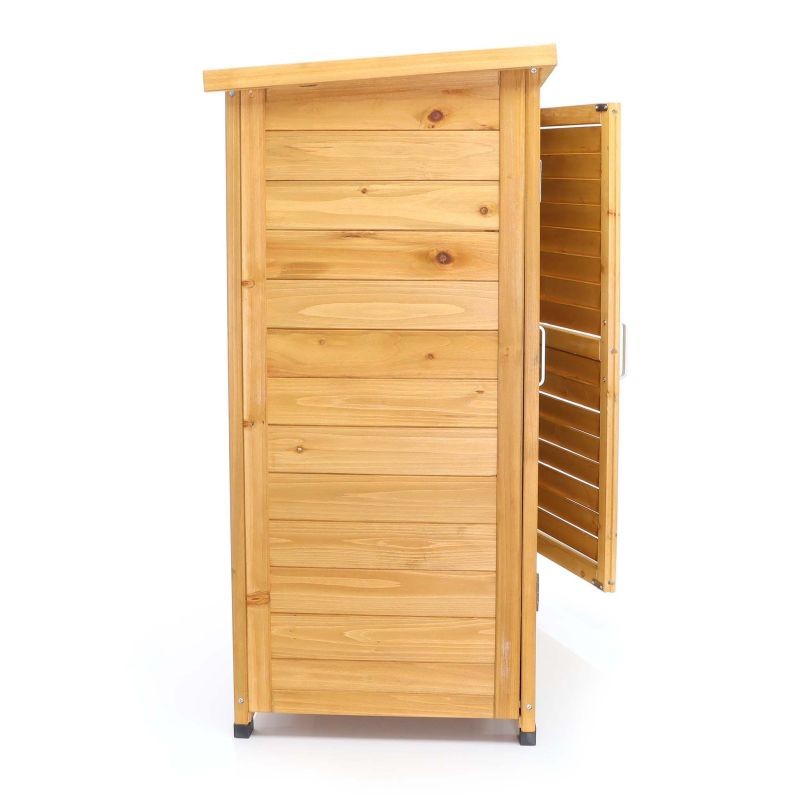 Puutarhakaappi kuusipuuta, ruskea, 870 x 465 x 916 mm, pulpettikatto