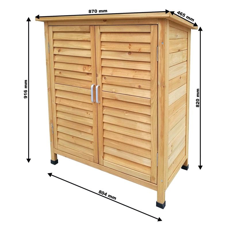 Puutarhakaappi kuusipuuta, ruskea, 870 x 465 x 916 mm, pulpettikatto